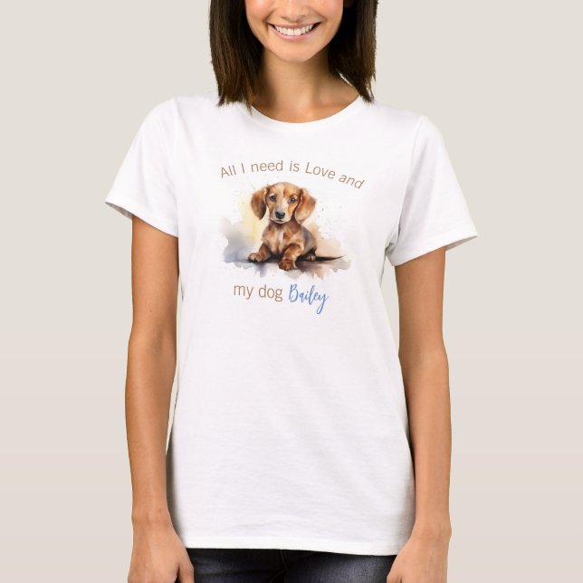 Camiseta Dachshund personalizado T-Shirt (Frente)