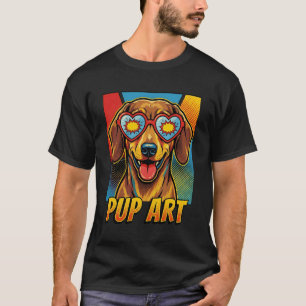 Camiseta Dachshund Pop Art Estilo de Quadrinhos Retrô