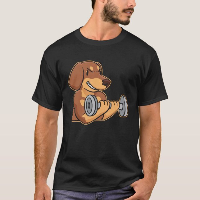 Camiseta Dachshund Powerlifting Weightlifting Deadlifting (Frente)