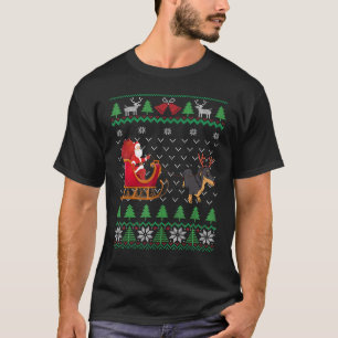 Camiseta Dachshund Pulando Santas Sleigh Wiener Ch Febre