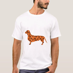 Camiseta Dachshund Pumpkin Witch Bat Funny Spooken Hallowee