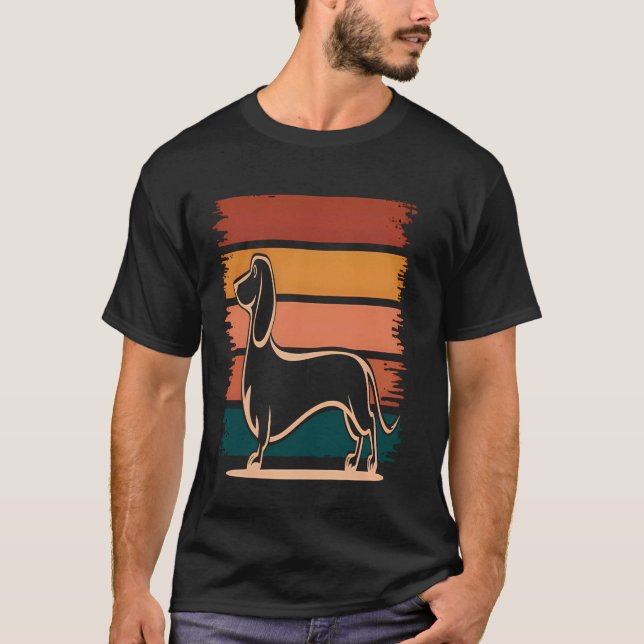 Camiseta Dachshund retrô (Frente)