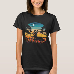 Camiseta Dachshund Retro Engraçado Vintage Pôr do Sol Salta