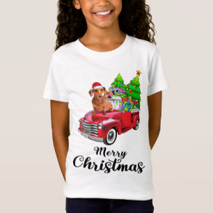Camiseta Dachshund Ride Red Truck Natal Pajama