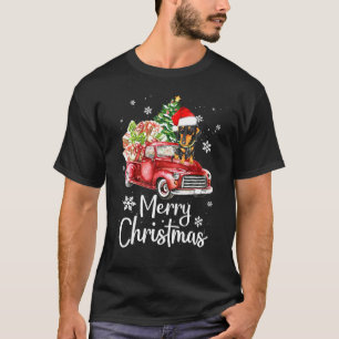 Camiseta Dachshund Rides Red Truck Natal Pajama