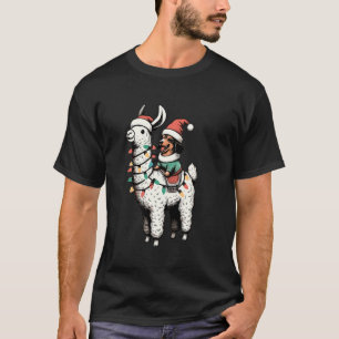 Camiseta Dachshund Riding Lhamas Papais noeis de Natal Leve