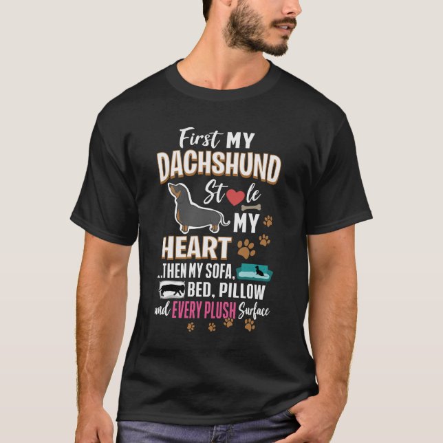 Camiseta Dachshund Roubou Meu Coração (Frente)