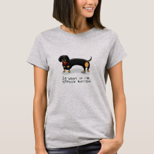 Camiseta Dachshund (S preto e bronzeado) roxo mimado