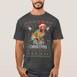 Camiseta Dachshund Santa Hat Cachorro Árvore de Natal Holi