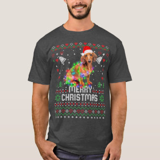 Camiseta Dachshund Santa Hat Cachorro Árvore de Natal Holi