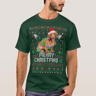Camiseta Dachshund Santa Hat Cachorro Árvore de Natal Holi