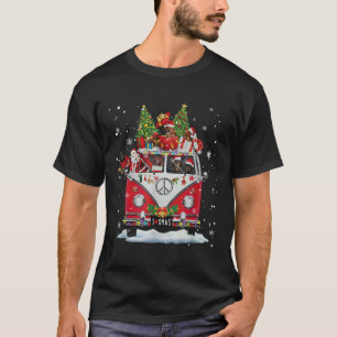 Camiseta Dachshund Santa Hat Red Truck Natal Engraçado