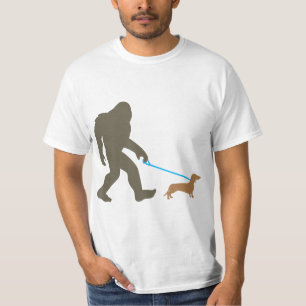 Camiseta Dachshund Sasquatch Doxie Dog Gift Andando Pé Gra