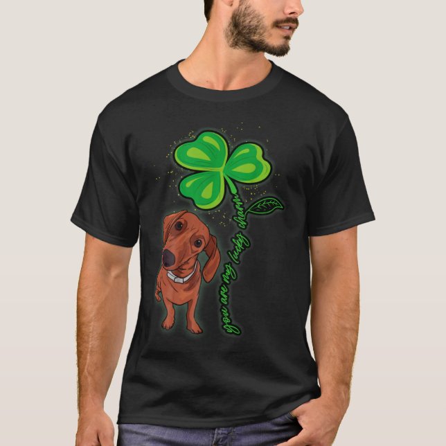 Camiseta Dachshund Shamrock St Patricks Day You Are My Luck (Frente)