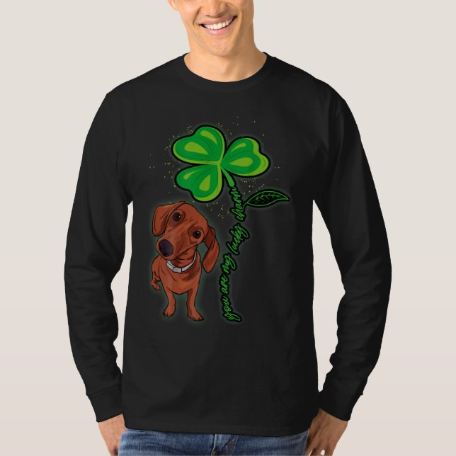 Camiseta Dachshund Shamrock St Patricks Day You Are My Luck (Frente)