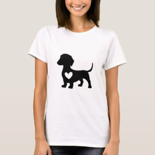 Camiseta Dachshund Silhouette com Coração