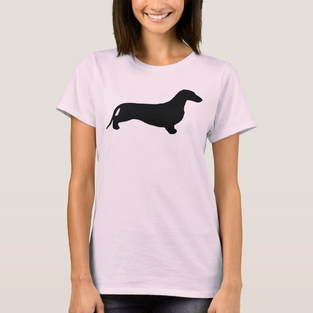 Camiseta Dachshund silhout preto + suas ideias (Frente)