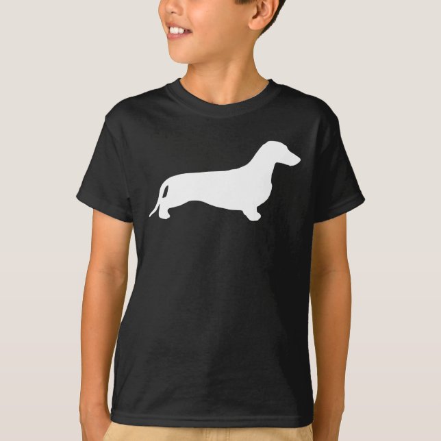Camiseta Dachshund silhout White + suas ideias (Frente)