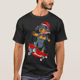 Camiseta Dachshund Skateboard T Wiener Dog Skateboar Engraç