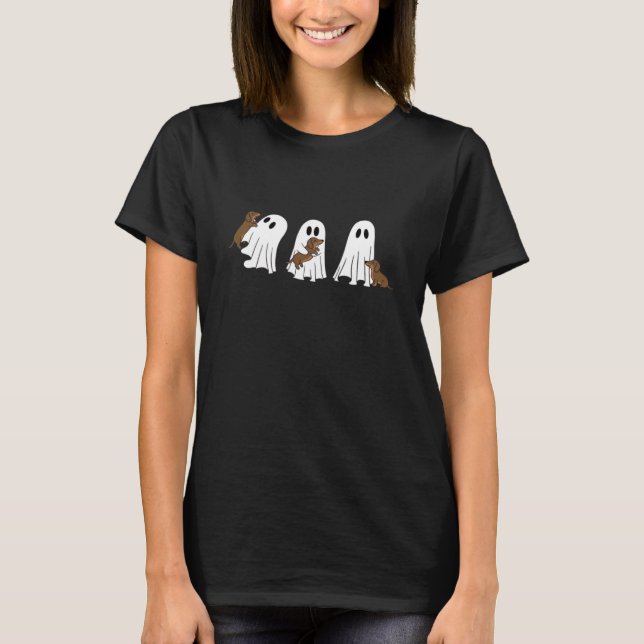 Camiseta Dachshund Skeleton Funny Halloween Wiener Dog (Frente)