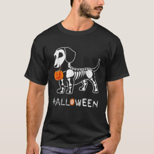 Camiseta Dachshund skeleton halloween bompkin dachshund