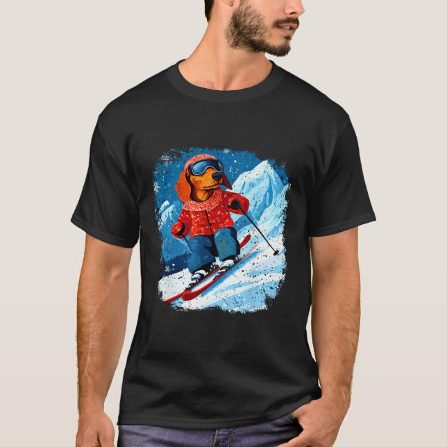 Camiseta Dachshund Ski (Frente)