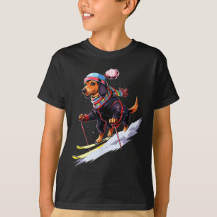 Camiseta Dachshund Skiing Cachorro Esquiar Esqui Inverno Ho