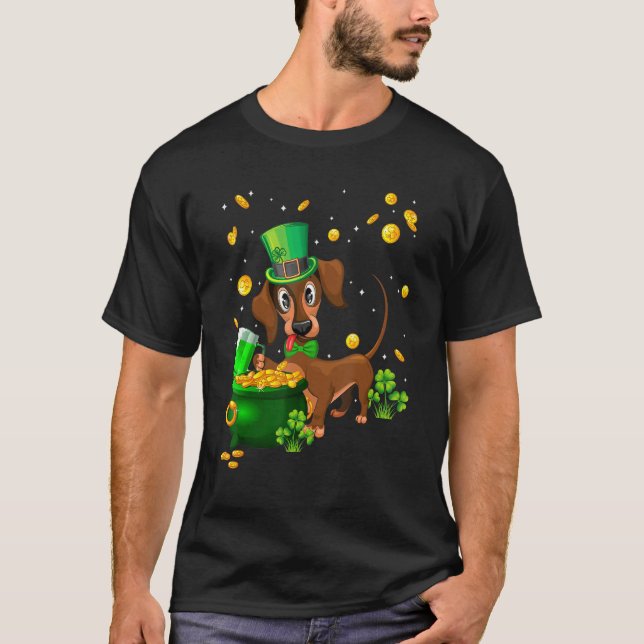 Camiseta Dachshund St Patrick's Day Irish C    Dog   (Frente)