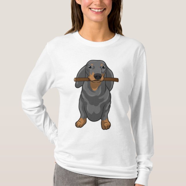 Camiseta Dachshund Stick (Frente)