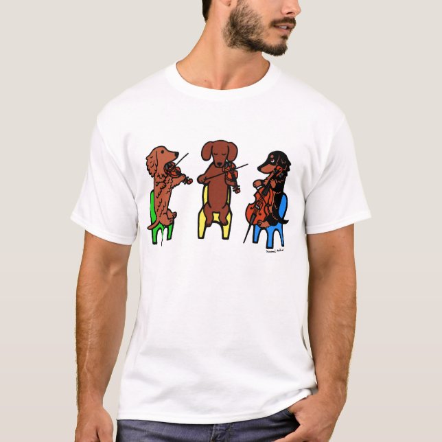 Camiseta Dachshund String Trio Musicians Tshirt (Frente)