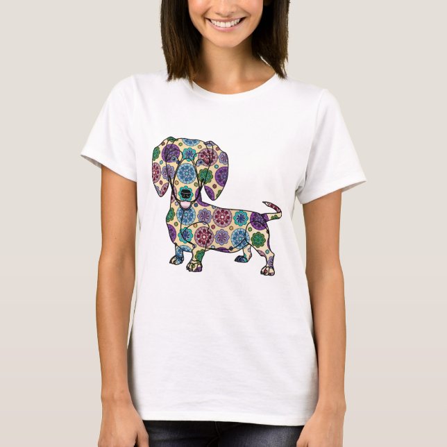 Camiseta Dachshund - t-shirt colorido (Frente)