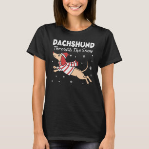 Camiseta Dachshund Through the Snow - Engraçado Canhoto de