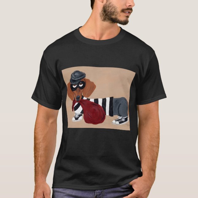 Camiseta  Dachshund Treat Thief burglar (Frente)