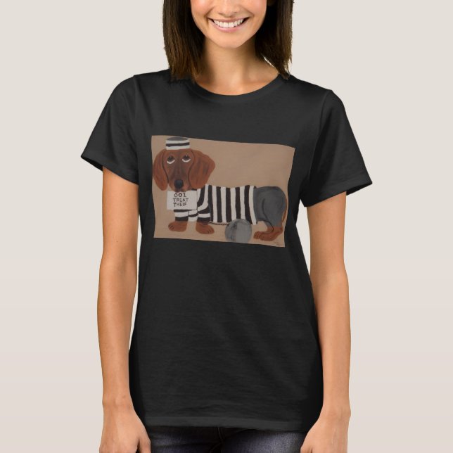 Camiseta Dachshund Treat Thief Jailbird (Frente)