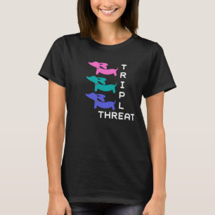 Camiseta Dachshund triplo da ameaça (3 doxies)