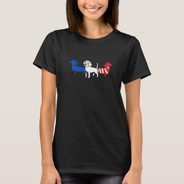 Camiseta Dachshund U American Dog 4 de julho (Frente)