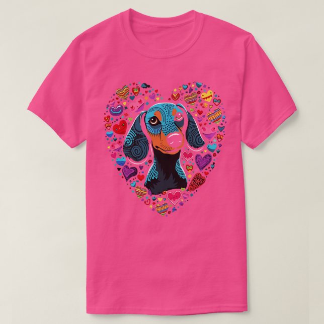 Camiseta Dachshund Valentine Day (Frente do Design)
