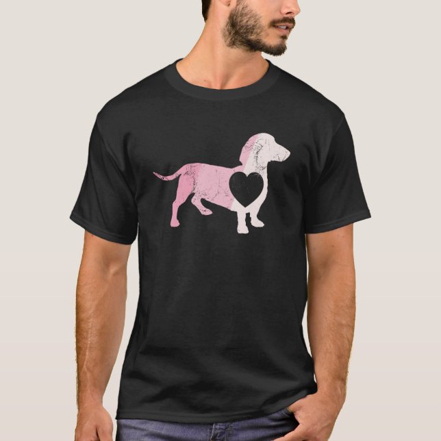 Camiseta Dachshund Valentines Day Cupid Love Dog (Frente)