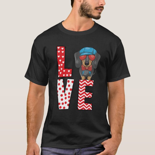 Camiseta Dachshund Valentines Day Love Valentine Cute Heart (Frente)