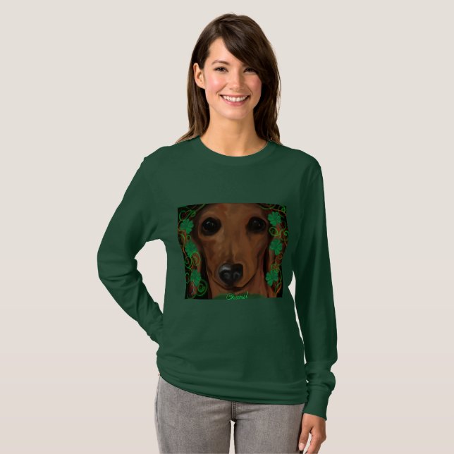 Camiseta Dachshund Vermelho (Frente Completa)