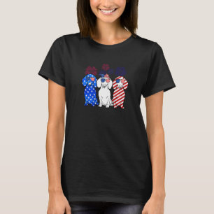 Camiseta Dachshund Vermelho Branco Azul 4 de Julho American