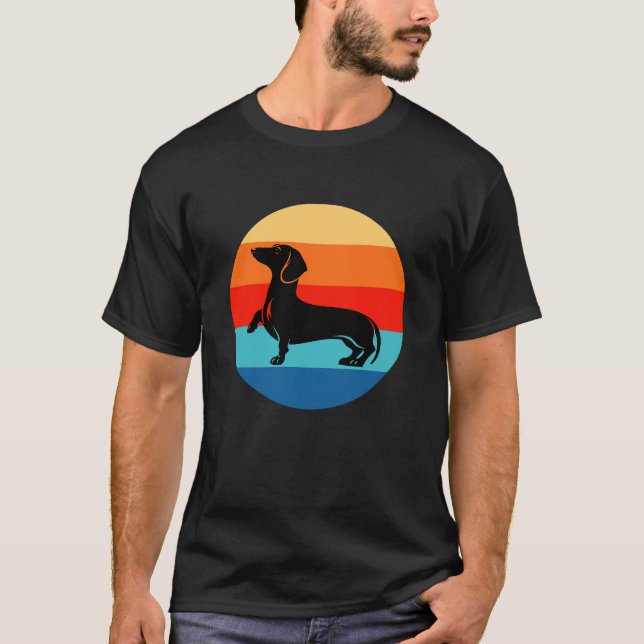Camiseta Dachshund Vintage Sunset (Frente)