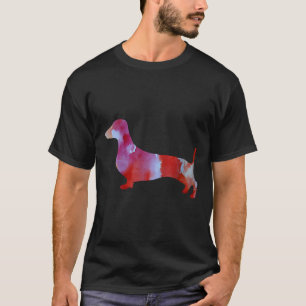 Camiseta Dachshund Watercolor Art Rosa