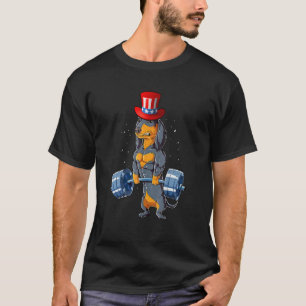 Camiseta Dachshund Weelevando Músculo Diversão 4 De Julho U