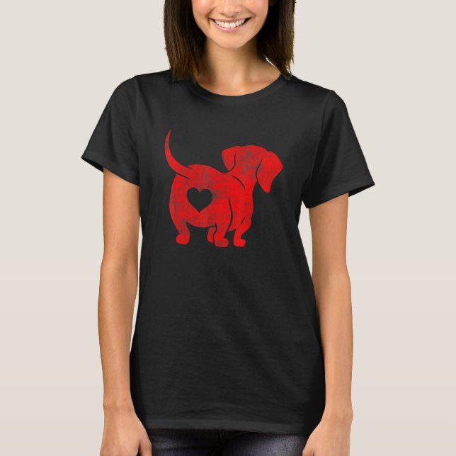 Camiseta Dachshund Weenie Dog Valentines Day For Women (Frente)