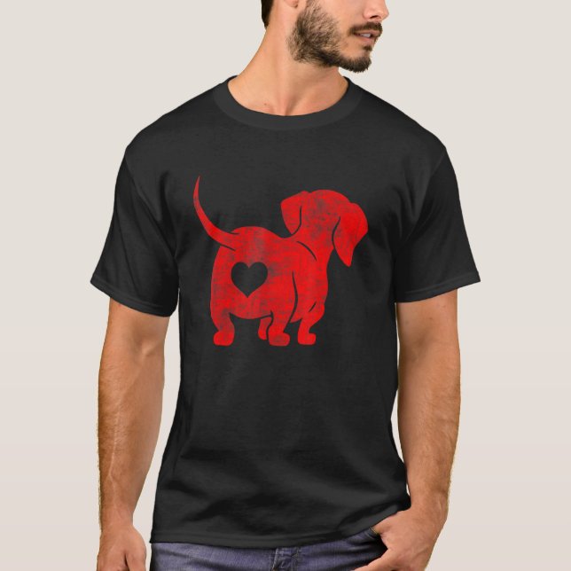 Camiseta Dachshund Weenie Dog Valentines Day For Women (Frente)