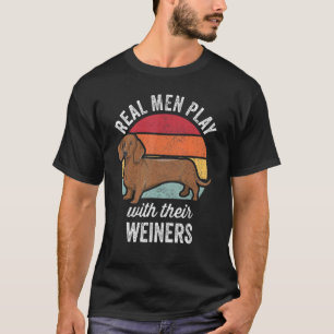 Camiseta Dachshund Weiner Cão Real Homens Brincam Com Seu W