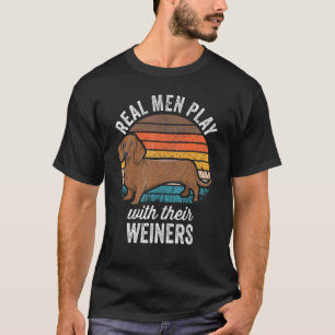 Camiseta Dachshund Weiner Cão Real Homens Brincam Com Seu W