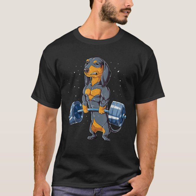Camiseta Dachshund Weising Engraçada Malhação dos Homens (Frente)
