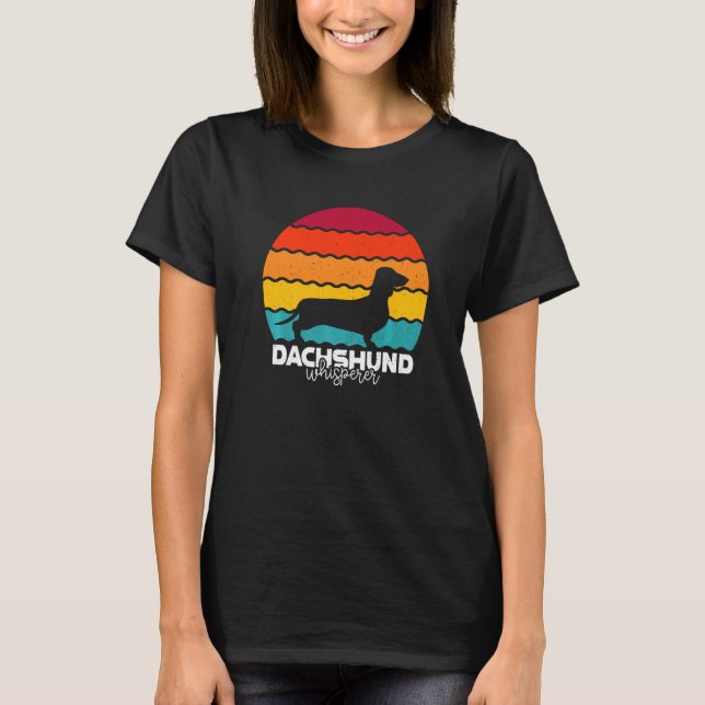 Camiseta Dachshund Whisperer Retro Premium (Frente)